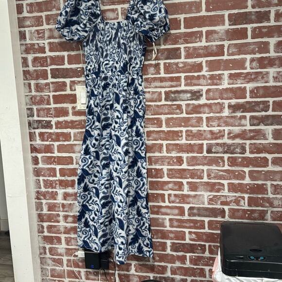 NWT Cleobella Reza Blue Paisley Organic Cotton Wide Leg Jumpsuit Size XS - Picture 3 of 9